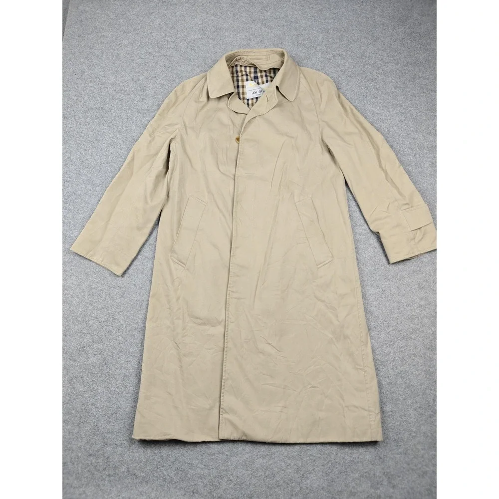 Vintage Aquascutum Coat Mens Medium Beige Cotton Aqua 5 Rain Trench Check
